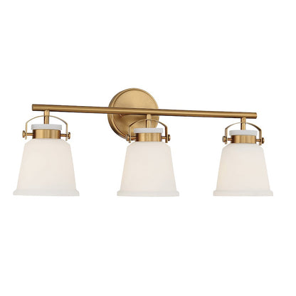 3 Light Bathroom Vanity Light, Warm Brass