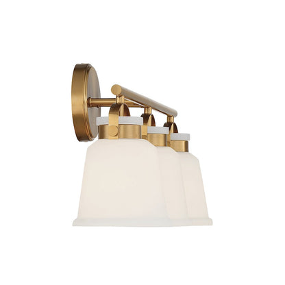 3 Light Bathroom Vanity Light, Warm Brass