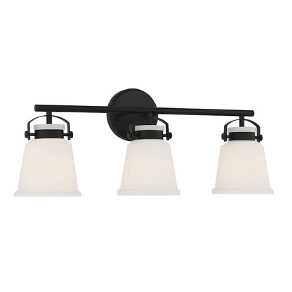 3 Light Bathroom Vanity Light, Matte Black