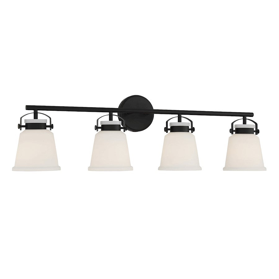 4 Light Bathroom Vanity Light, Matte Black