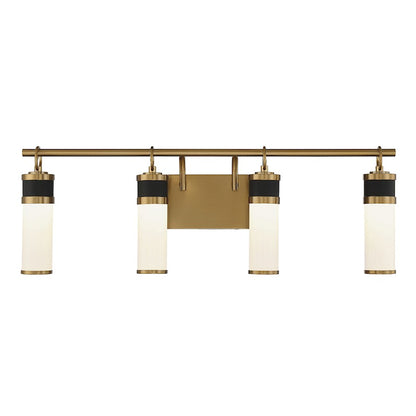 Savoy House Abel 4Lt LED Bathroom Vanity Light, Black/Brass - 8-1638-4-143