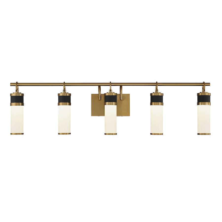 Savoy House Abel 5Lt LED Bathroom Vanity Light, Black/Brass - 8-1638-5-143