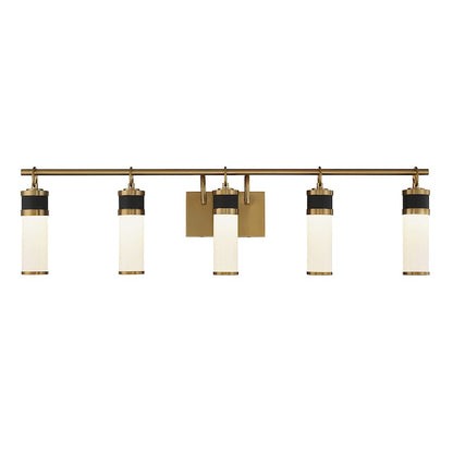 Savoy House Abel 5Lt LED Bathroom Vanity Light, Black/Brass - 8-1638-5-143