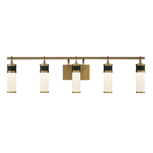 Savoy House Abel 5Lt LED Bathroom Vanity Light, Black/Brass - 8-1638-5-143