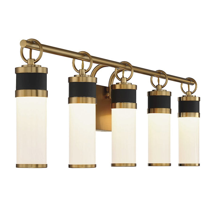 Savoy House Abel 5Lt LED Bathroom Vanity Light, Black/Brass