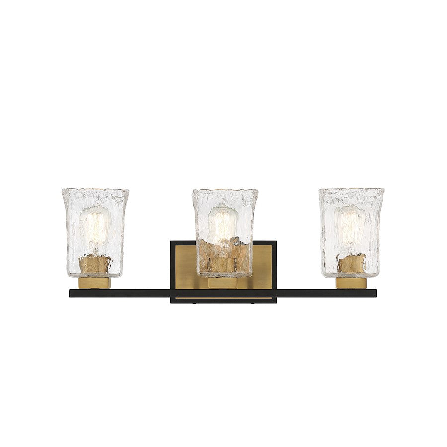 Savoy House Sidney 3Lt Bathroom Vanity Light, Black/Brass - 8-1720-3-143