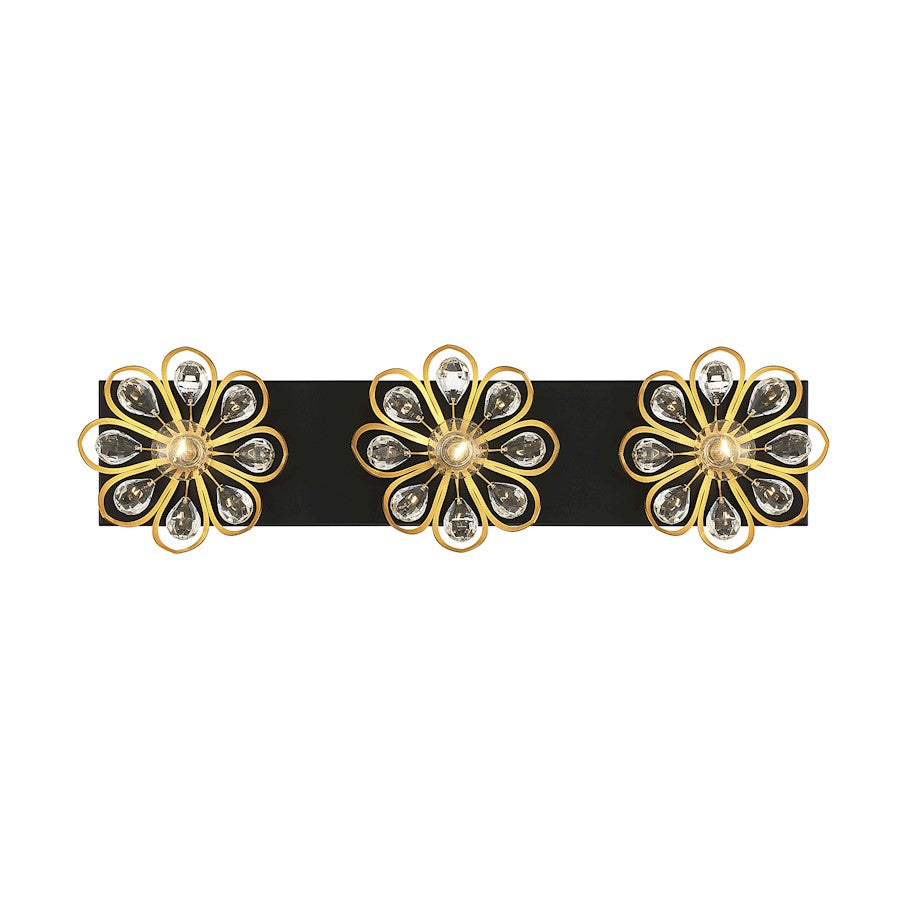 3 Light Bathroom Vanity Light, Black