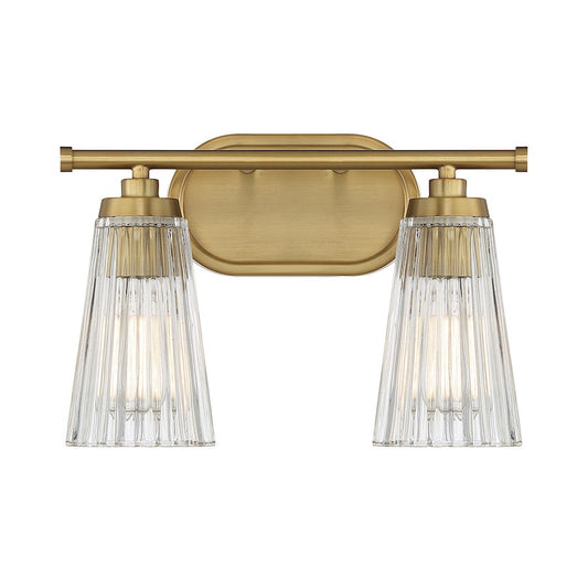 2 Light Bathroom Vanity Light, Warm Brass