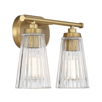 2 Light Bathroom Vanity Light, Warm Brass