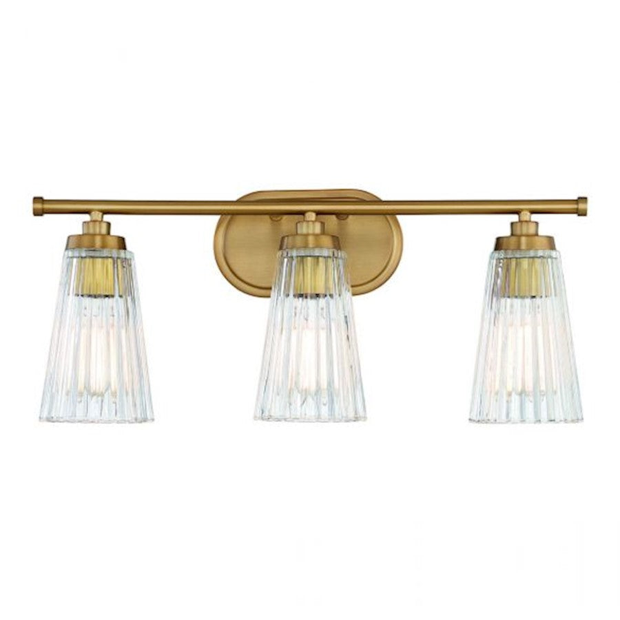 3 Light Bathroom Vanity Light, Warm Brass