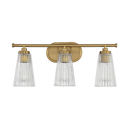 3 Light Bathroom Vanity Light, Warm Brass