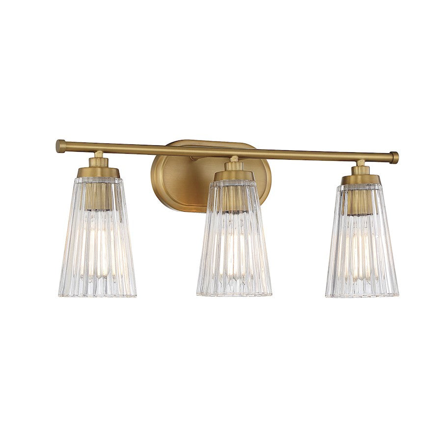 3 Light Bathroom Vanity Light, Warm Brass