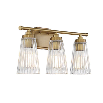 3 Light Bathroom Vanity Light, Warm Brass