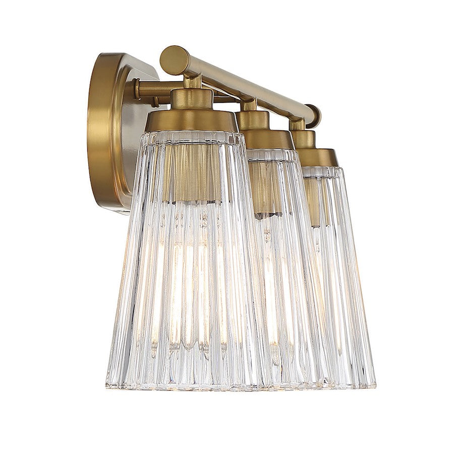 3 Light Bathroom Vanity Light, Warm Brass
