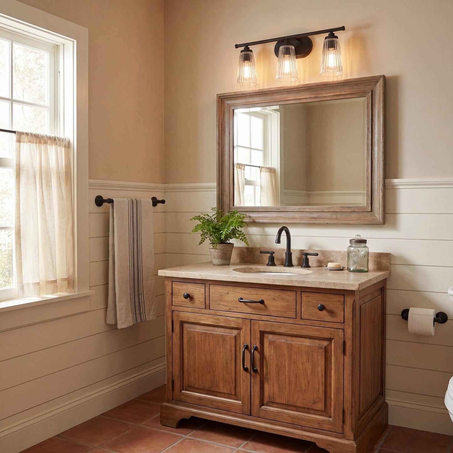 3 Light Bathroom Vanity Light, Matte Black