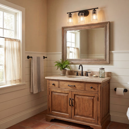 3 Light Bathroom Vanity Light, Matte Black