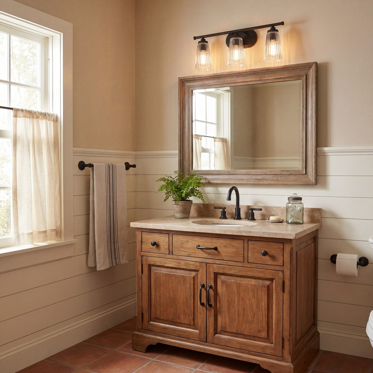 3 Light Bathroom Vanity Light, Matte Black