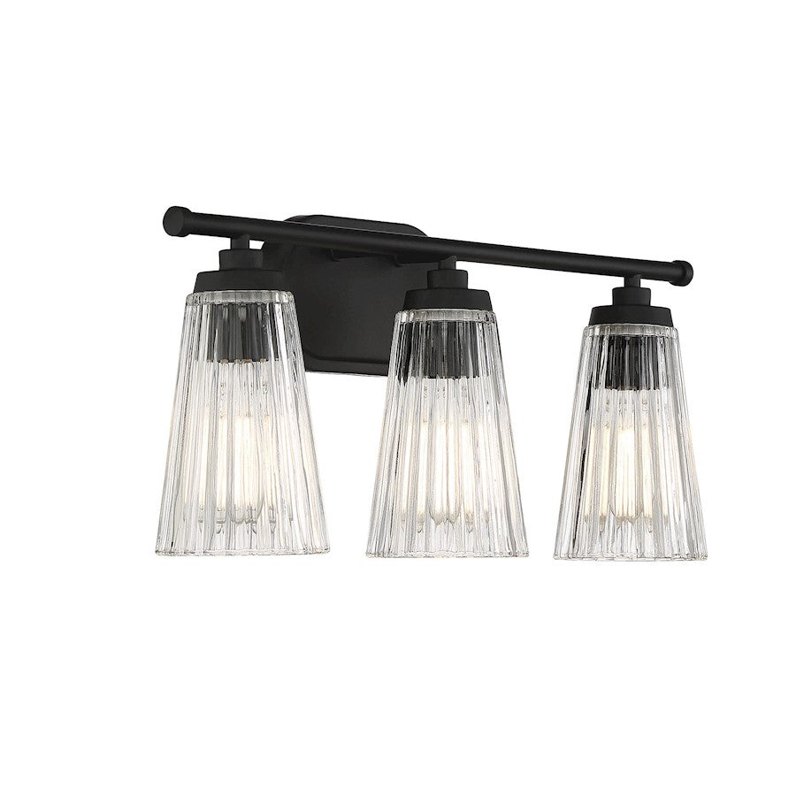 3 Light Bathroom Vanity Light, Matte Black