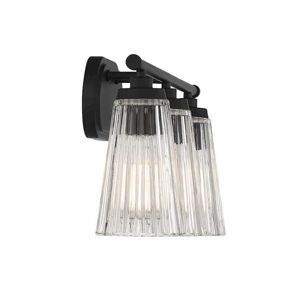 3 Light Bathroom Vanity Light, Matte Black