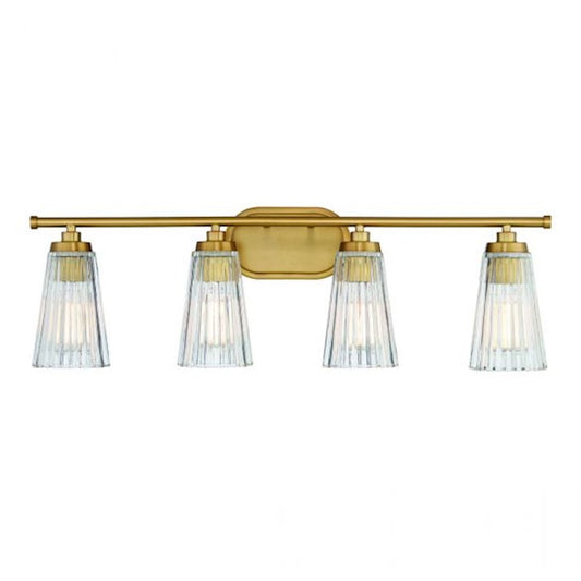 4 Light Bathroom Vanity Light, Warm Brass