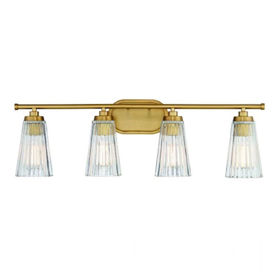 4 Light Bathroom Vanity Light, Warm Brass