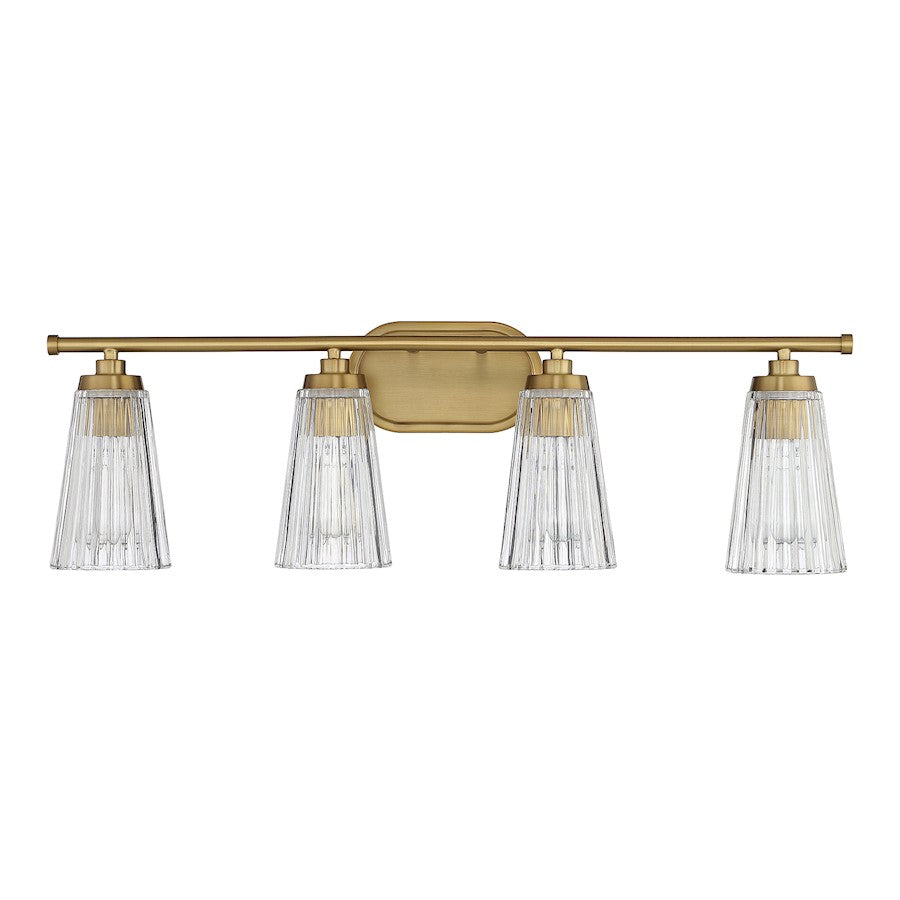 4 Light Bathroom Vanity Light, Warm Brass