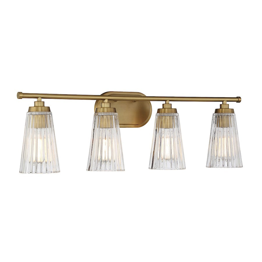 4 Light Bathroom Vanity Light, Warm Brass