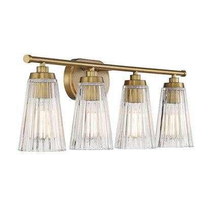 4 Light Bathroom Vanity Light, Warm Brass