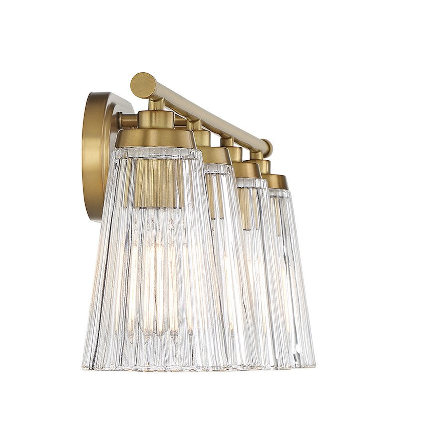 4 Light Bathroom Vanity Light, Warm Brass