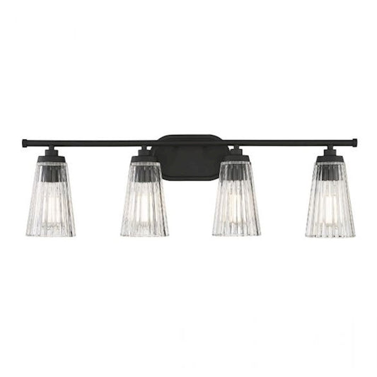 4 Light Bathroom Vanity Light, Matte Black