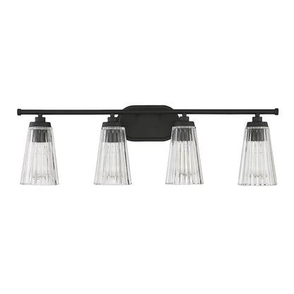 4 Light Bathroom Vanity Light, Matte Black