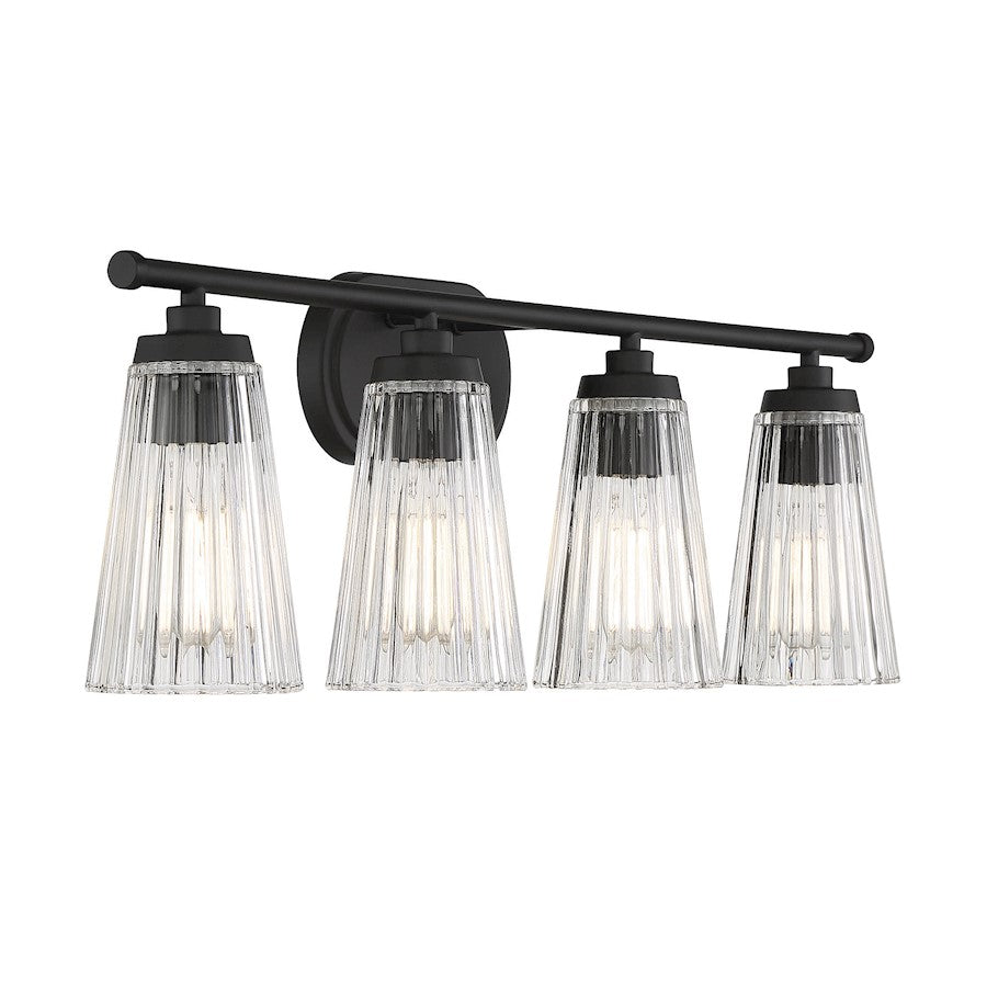 4 Light Bathroom Vanity Light, Matte Black