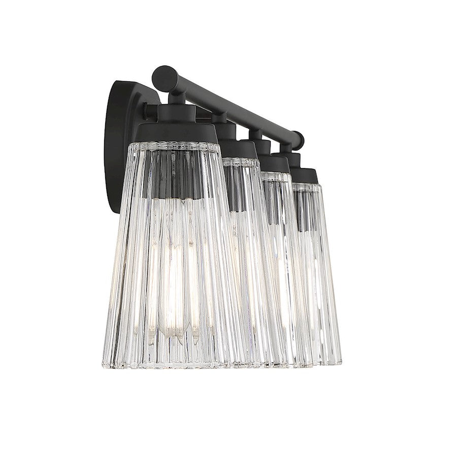 4 Light Bathroom Vanity Light, Matte Black