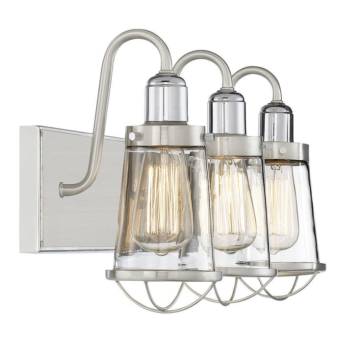 Savoy House Lansing 3Lt Bathroom Vanity Light, Nickel/ Nickel