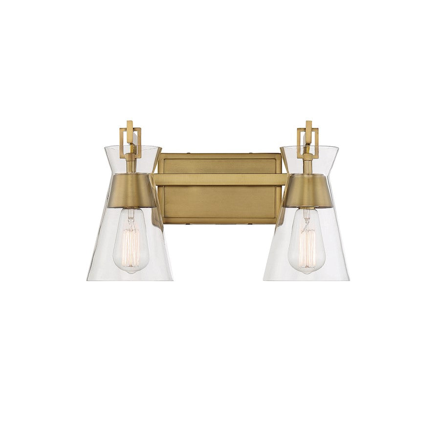 2 Light Bathroom Vanity Light, Warm Brass