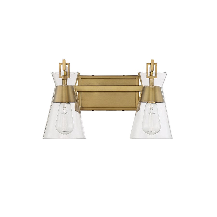 2 Light Bathroom Vanity Light, Warm Brass