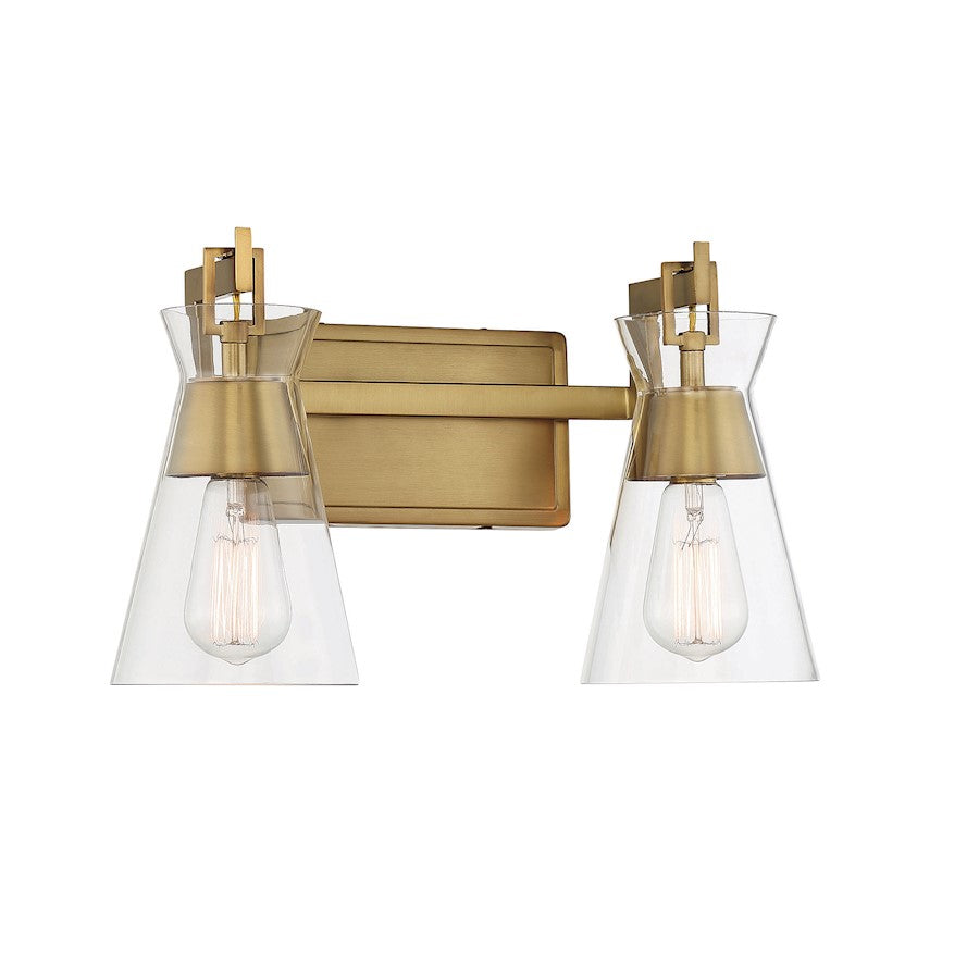 2 Light Bathroom Vanity Light, Warm Brass