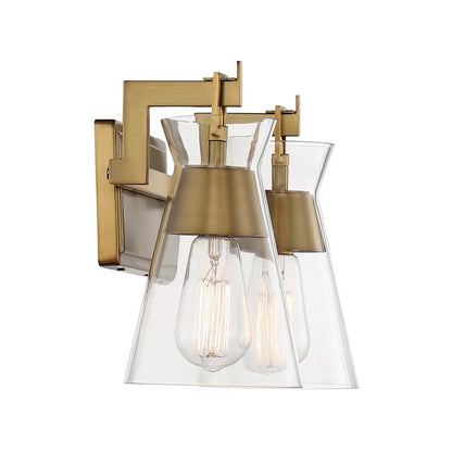2 Light Bathroom Vanity Light, Warm Brass