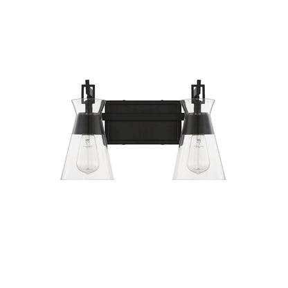 2 Light Bathroom Vanity Light, Matte Black