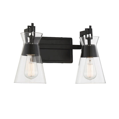 2 Light Bathroom Vanity Light, Matte Black