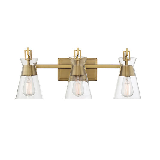 3 Light Bathroom Vanity Light, Warm Brass