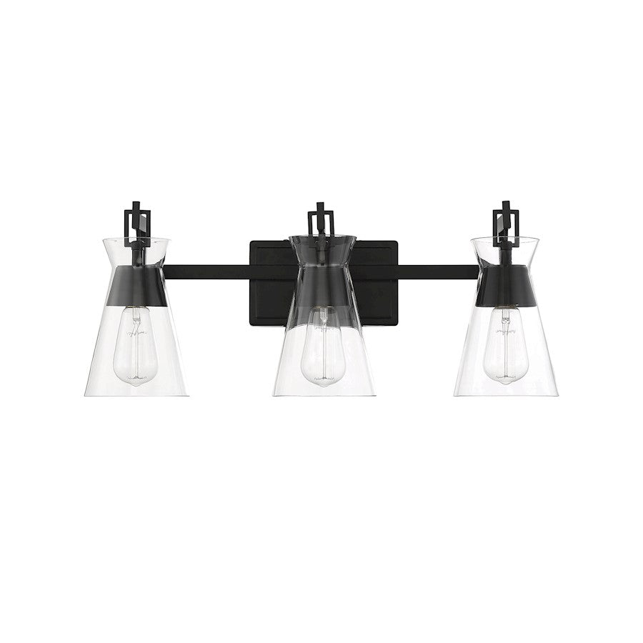 3 Light Bathroom Vanity Light, Matte Black