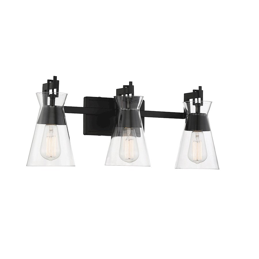 3 Light Bathroom Vanity Light, Matte Black