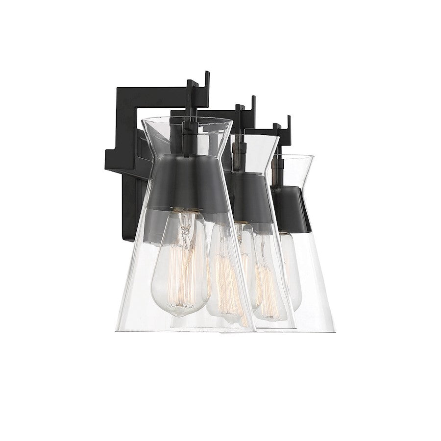 3 Light Bathroom Vanity Light, Matte Black