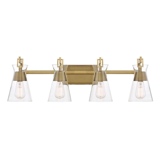 Savoy House Lakewood 4-Light Bathroom Vanity Light, Warm Brass - 8-1830-4-322