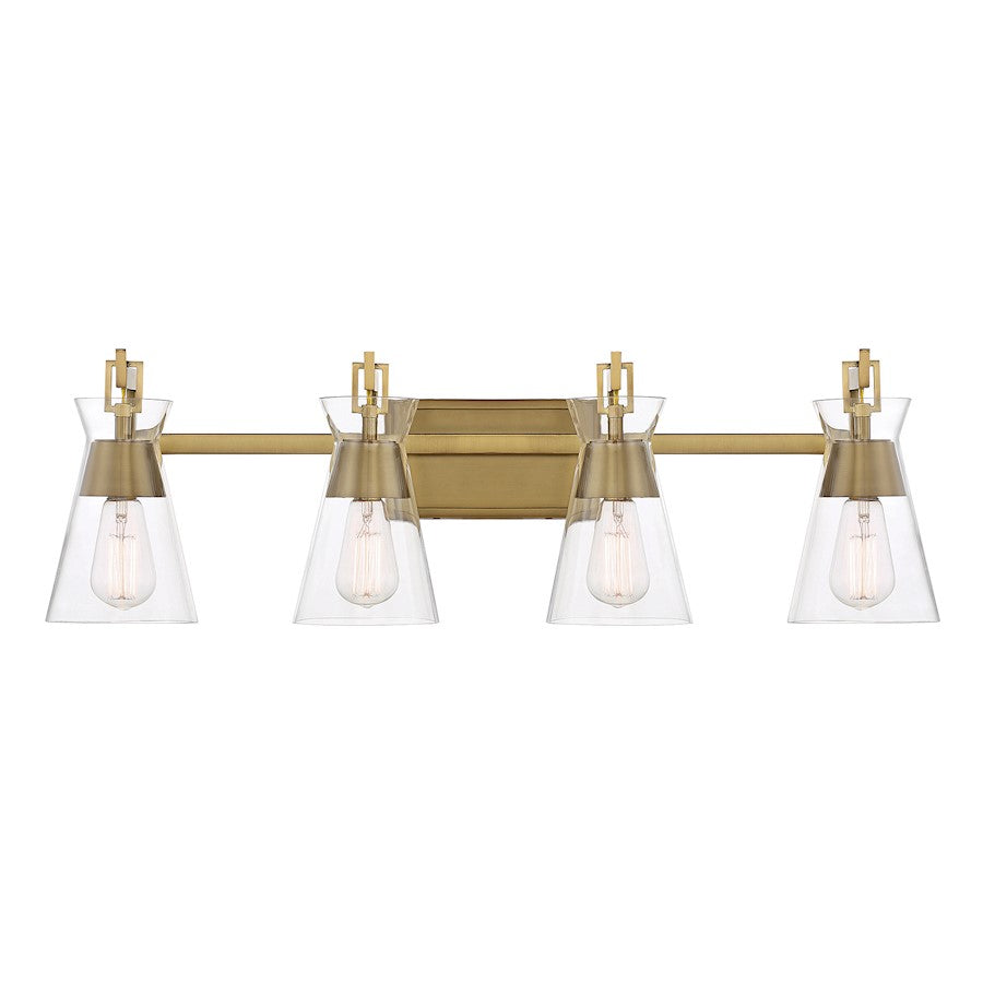 4 Light Bathroom Vanity Light, Warm Brass