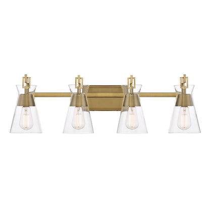 4 Light Bathroom Vanity Light, Warm Brass