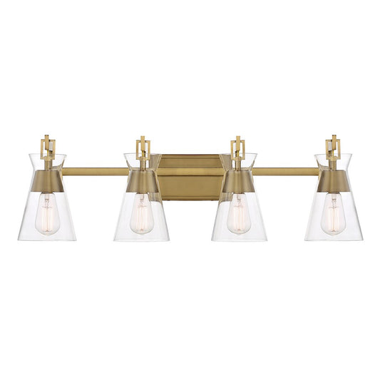 4 Light Bathroom Vanity Light, Warm Brass