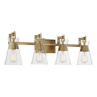 4 Light Bathroom Vanity Light, Warm Brass