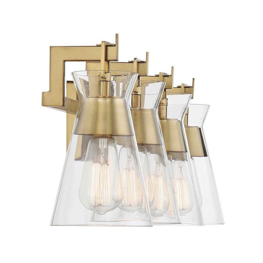 4 Light Bathroom Vanity Light, Warm Brass